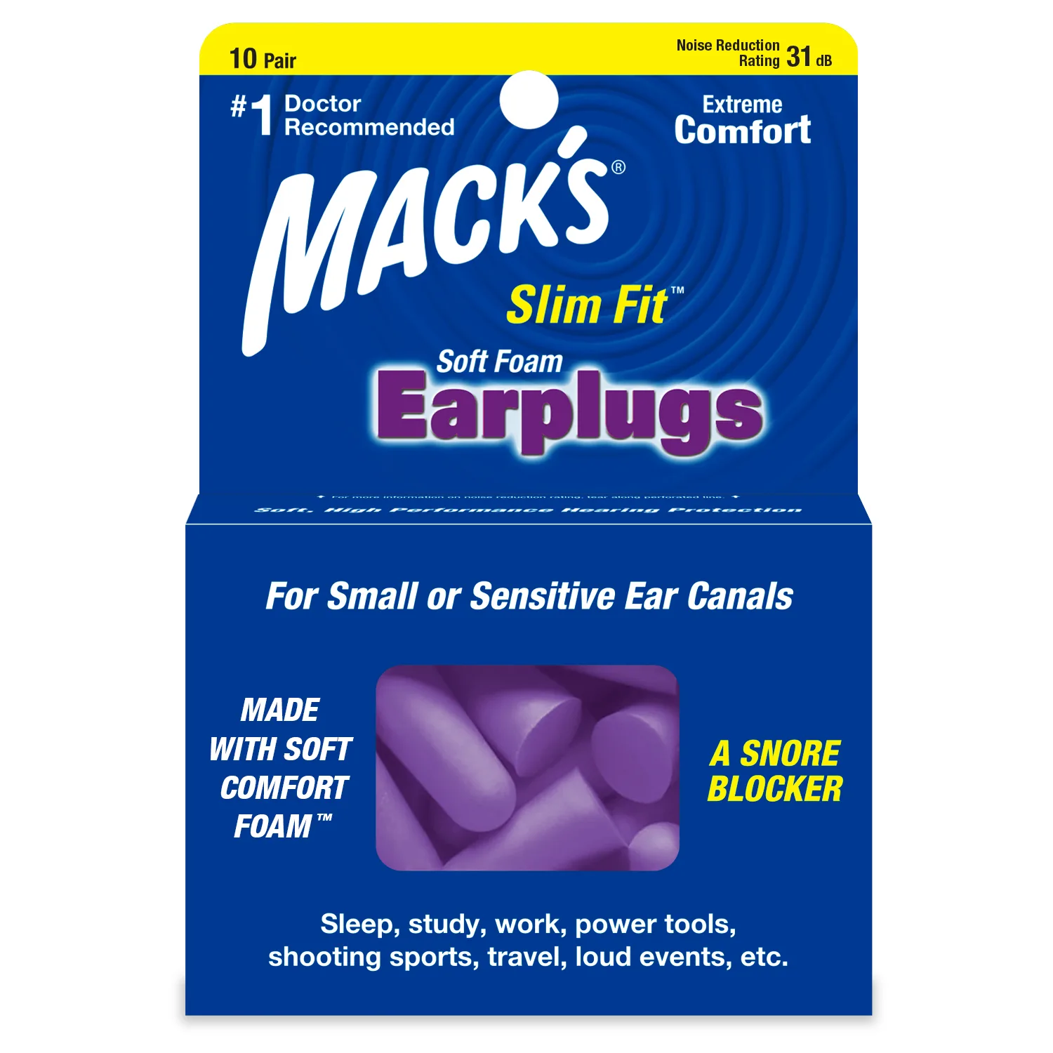 Mack's Slim Fit Soft Foam Earplugs (50 Pair)